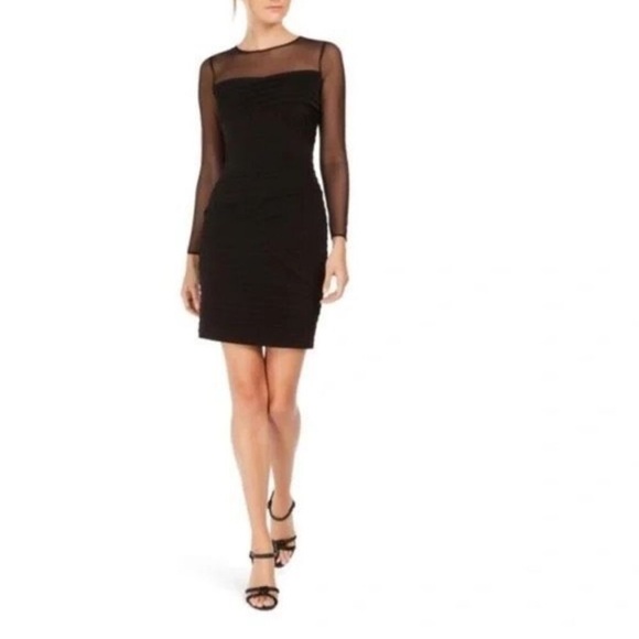 Calvin Klein Mesh Illusion-Detail Bodycon Dress - Picture 1 of 7
